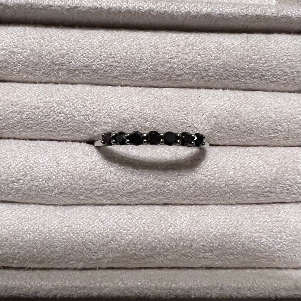 10k white gold black diamond ring